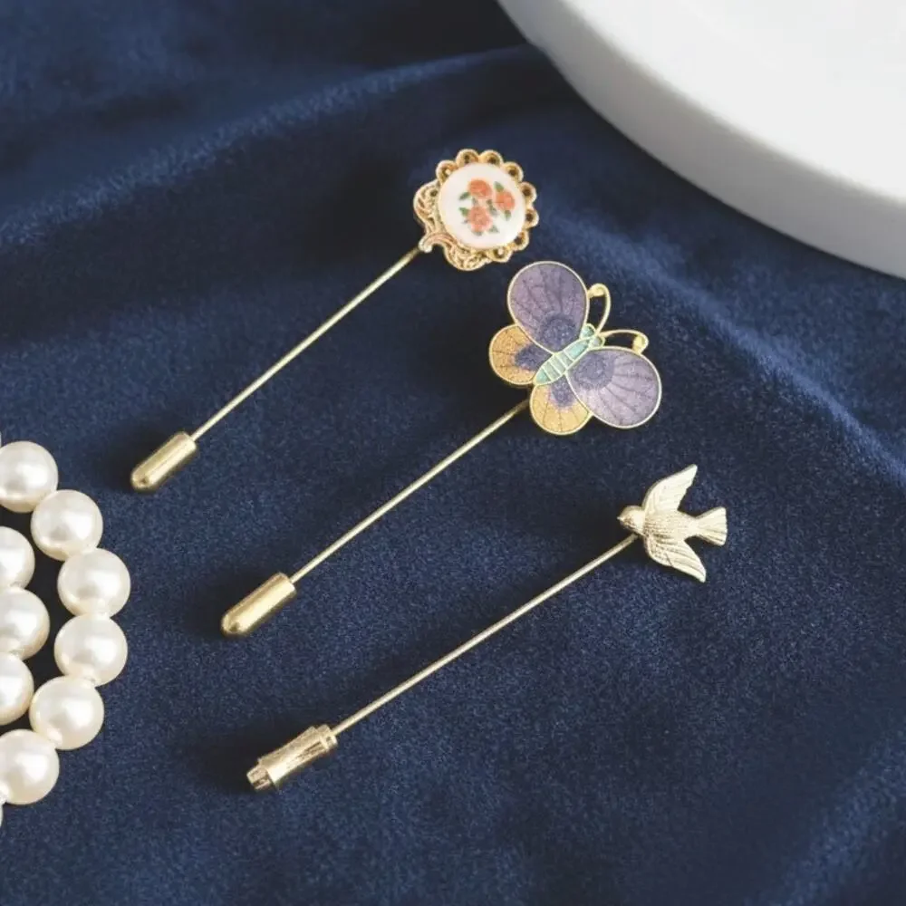 Vintage Stick Pin Set – Butterfly, Floral & Bird Motifs (Set of 3)